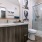 a bathroom with a glass shower