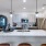 a kitchen with a marble island
